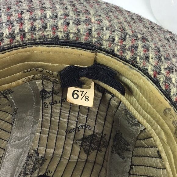 Stetson Hat Vintage Tweed Wool Feather Fedora Hat Brown Wool Plaid - Picture 8 of 10